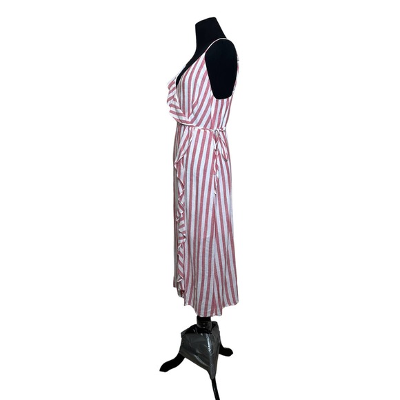 Rails pink white pin stripes sleeveless ruffle detail midi dress size Small - Picture 11 of 12